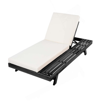 Acacia Wood Lounge Chaise Set With 4-Inch 2-Fold Water-Resistant Lounge Cushions, Space Available On One Side