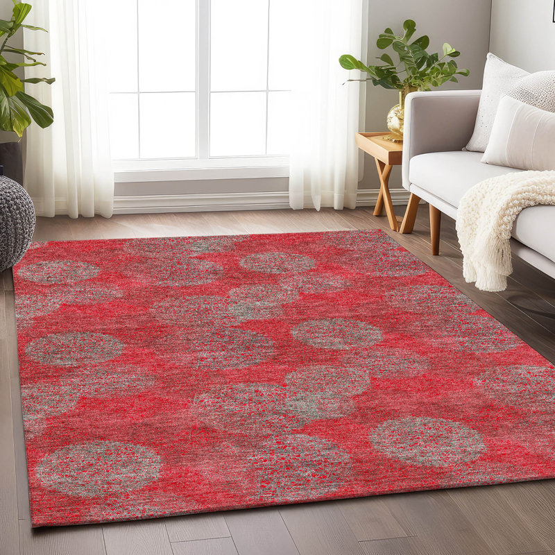Tapis rouge Prisco lavable à la machine de qualité supérieure, Rectangle 9 pi x 12 pi