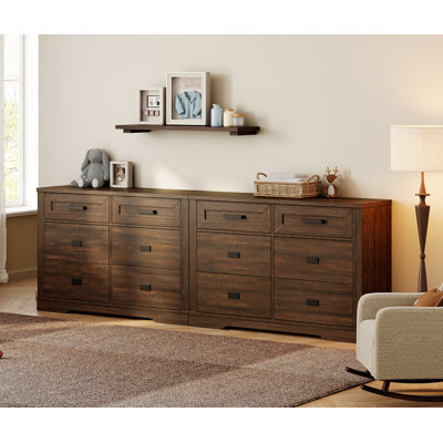 Glenford 94.5" Wide Large Modern Farmhouse Wooden 6-Drawer Dresser Set Of 2 For Teenagers by Winston Porter