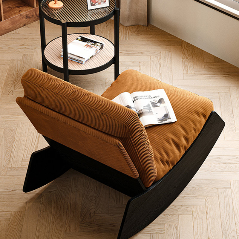 Chaise berçante rétro pour moments de détente., Jaune, Noir