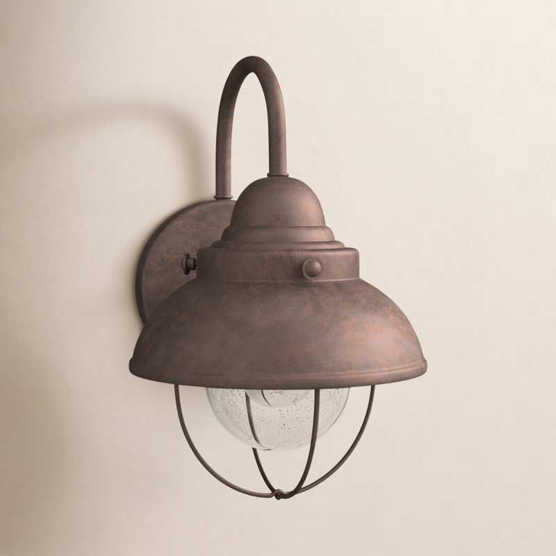 Luminaire de grange d'extérieur en verre bullé Audrey, Cuivre délavé