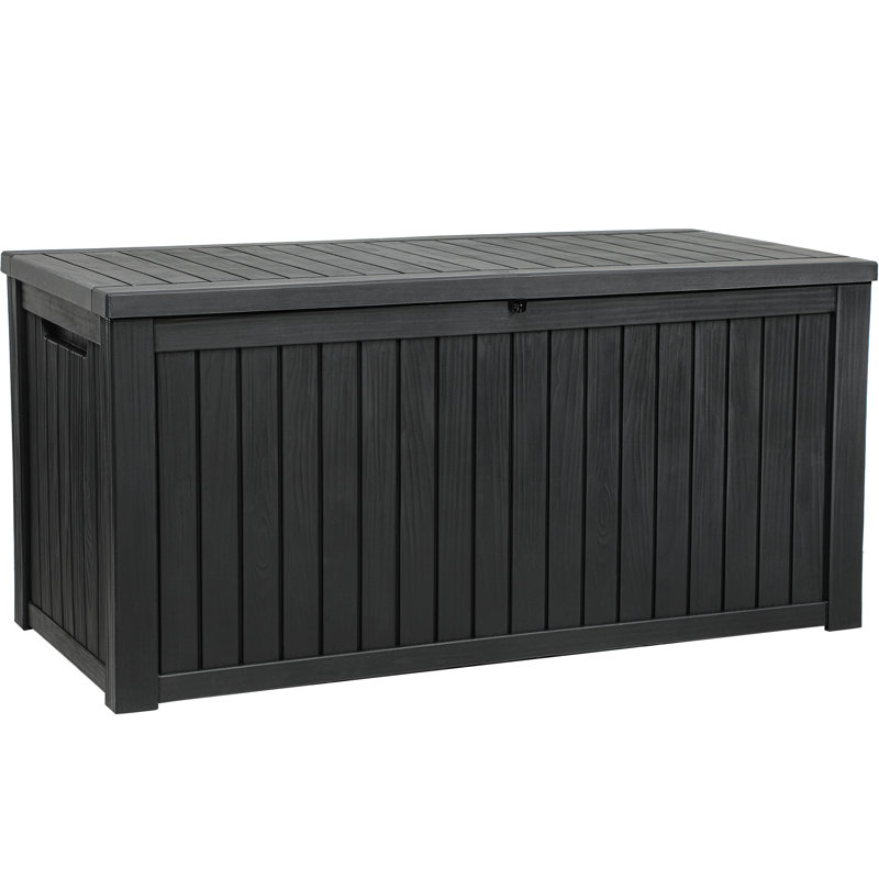 Edrosie Inc 60.8'' W 180 Gallons Water Resistant Lockable Deck Box in Brown, Black