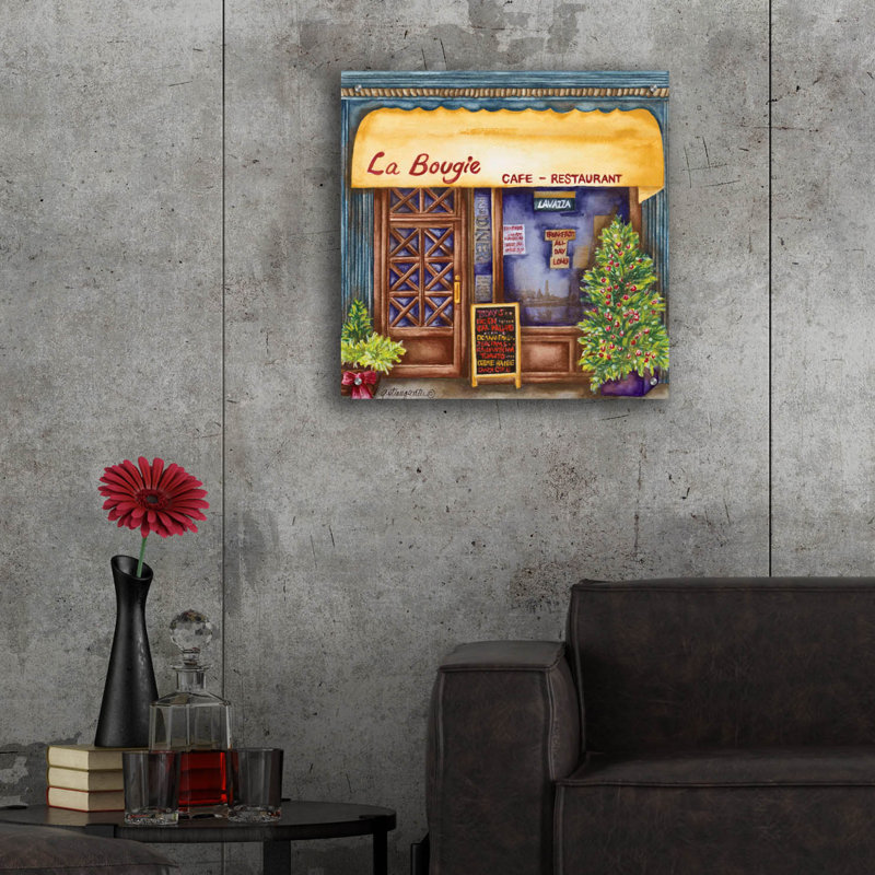 Art mural en verre Lark Manor ™ «Cafes La Bougie» par Andrea Strongwater, H 24 po x l 24 po x P 0,2 po