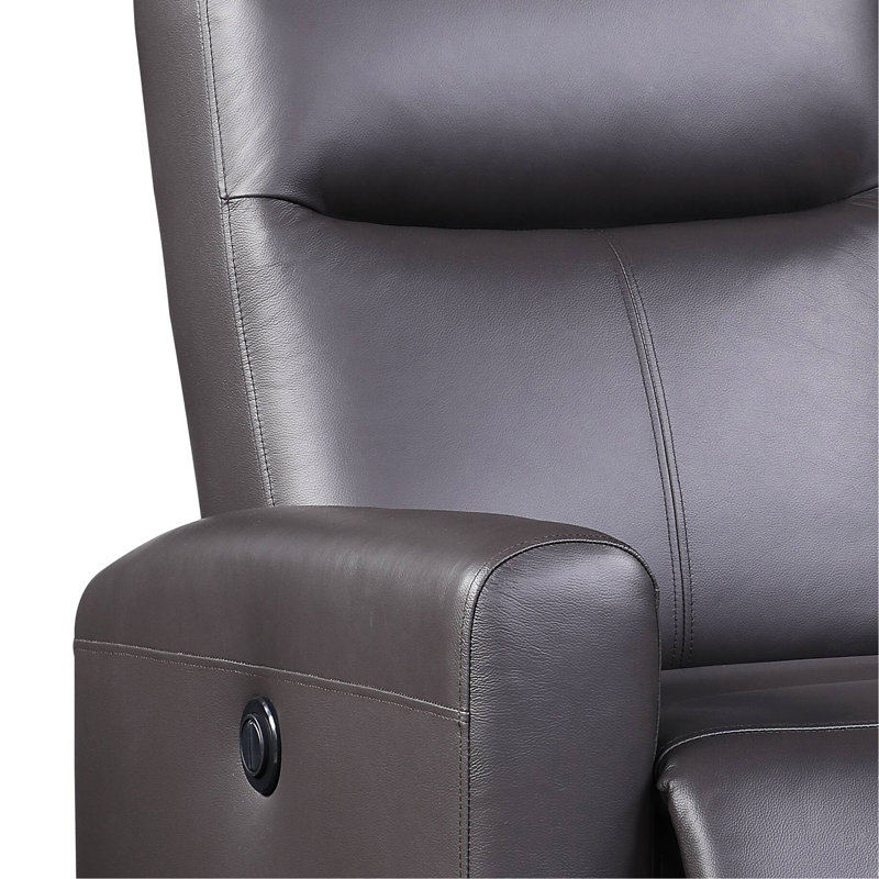 Fauteuil inclinable électrique brun en cuir fleur