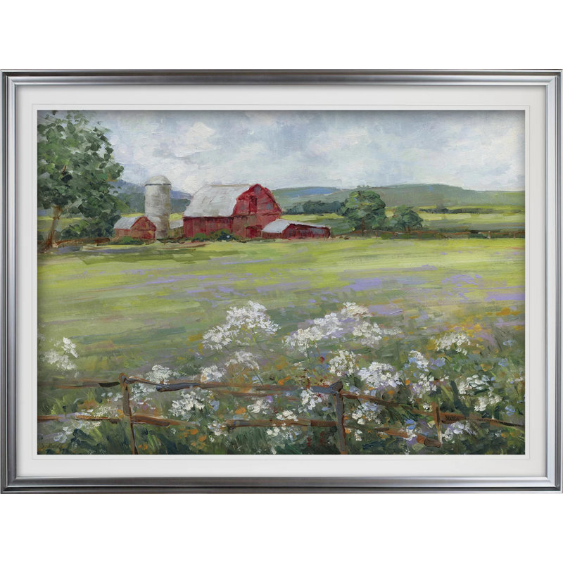 Demetrice " Summer At The Farm ", Silver Framed, 20" H x 24" W x 1.5" D