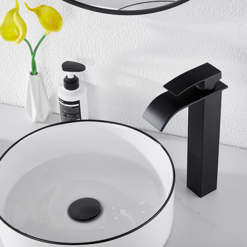 Single-handle Bathroom Faucet with Drain Assembly, Matte Black