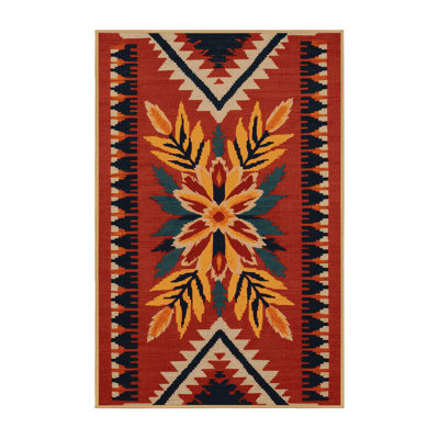  Washable Indian Paintbrush Southwestern Area Rug