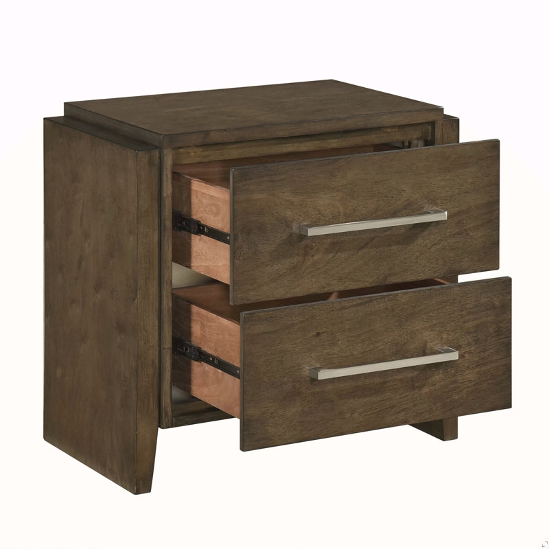 Table de chevet en bois d'hévéa massif 2 pièces