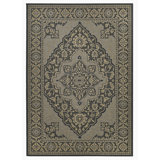Rectangle Azalia Oriental Machine Woven Polypropylene Indoor / Outdoor Area Rug in Gray/Brown