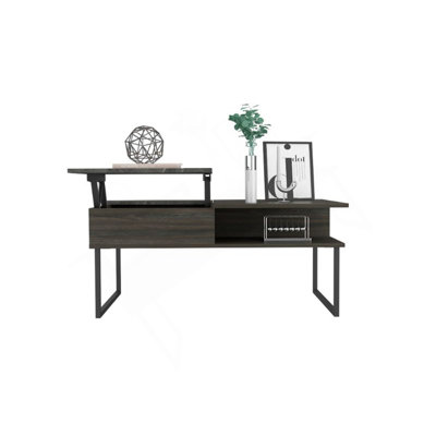 Table basse à plateau relevable Juvve, une tablette, finition espresso / onyx carbone