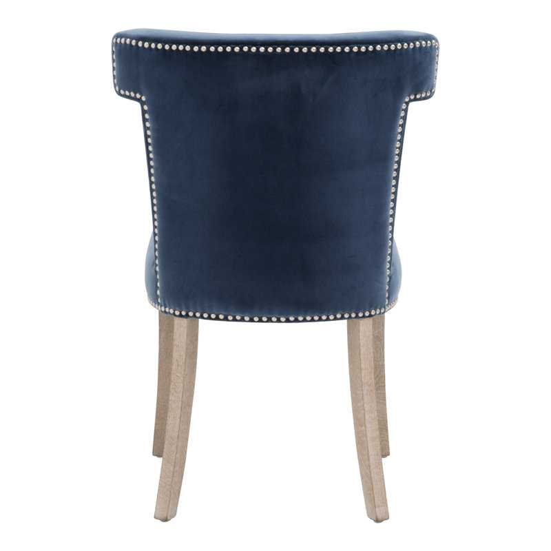 Upholstered Side Chair in Denim Velvet, Denim