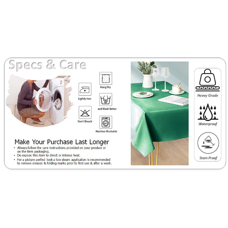 Marceille Rectangle Solid Colour Tablecloth, Green
