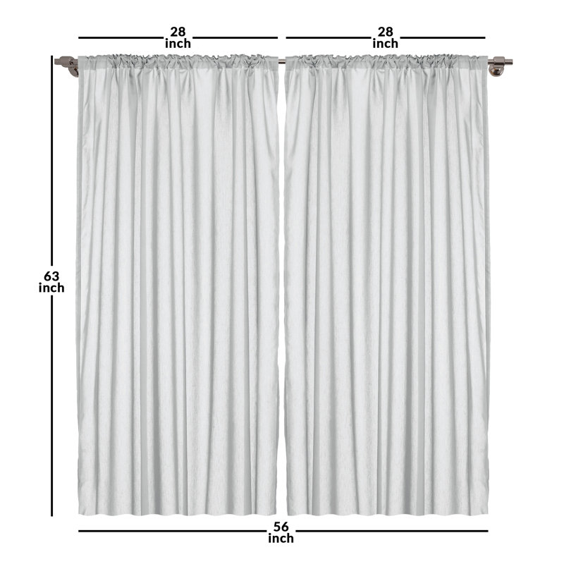 Tropical Floral Semi-Sheer Rod Pocket Curtain Panels, 28" W x 63" L