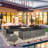 12 - Person Outdoor Wicker Patio Conversation Furniture Set with Fire Pit Table-32829240