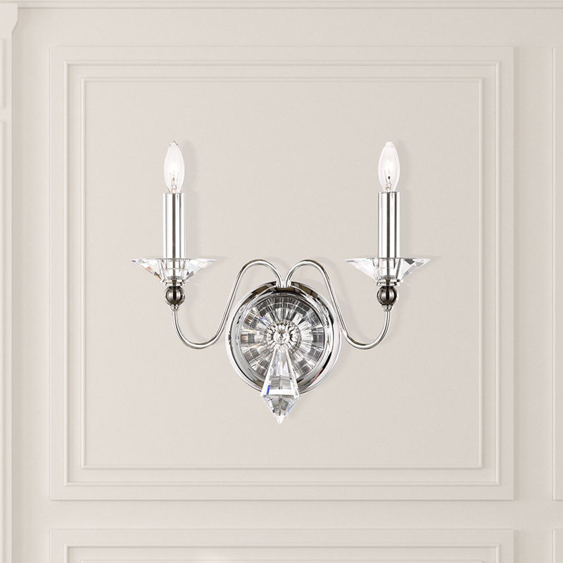 Jasmine 2 - Light Candle Wall Light, Polished Silver, Optic Clear