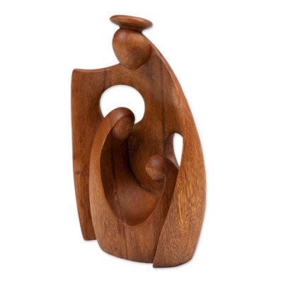 Novica Handmade Happiest Mother Wood Sculpture