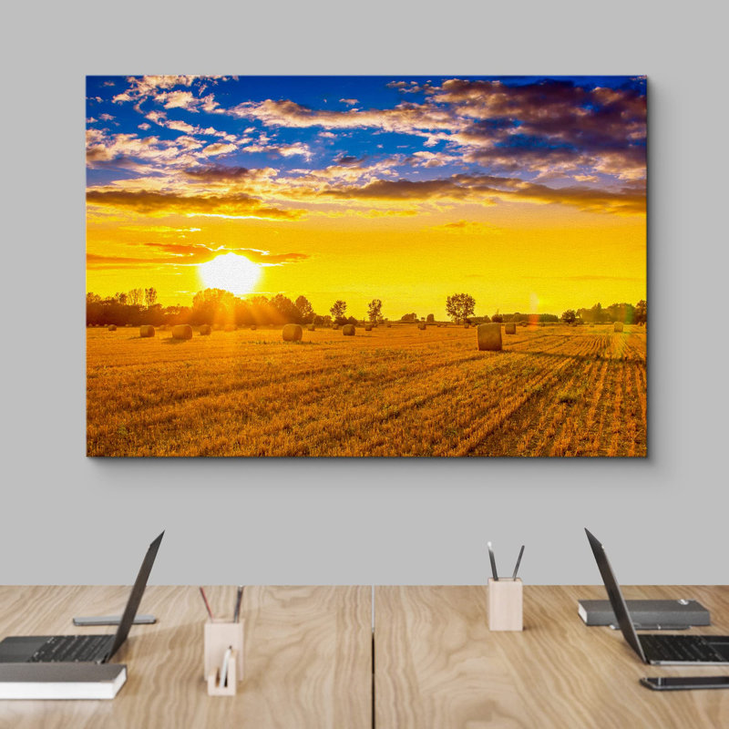 Nature, paysage «Vibrant Countryside Field Horizon, photographie, art moderne, paysage» sur toile, H 12 po x l 18 po