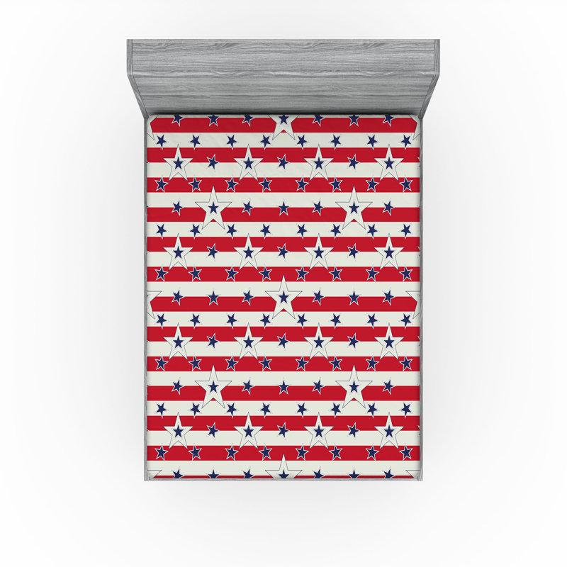 Drap-housse orange Ambesonne, Bleu marine / noix de coco / rayures rouges, Drap-housse de taille double
