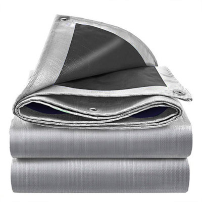 Bâche de protection imperméable en polyuréthane robuste bleu argenté 12 mil