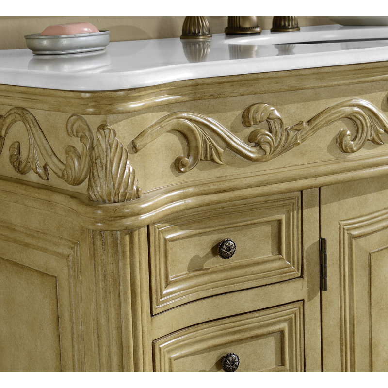 Ensemble de meuble-lavabo simple 48 po Aurillac, Brun clair, Blanc pur