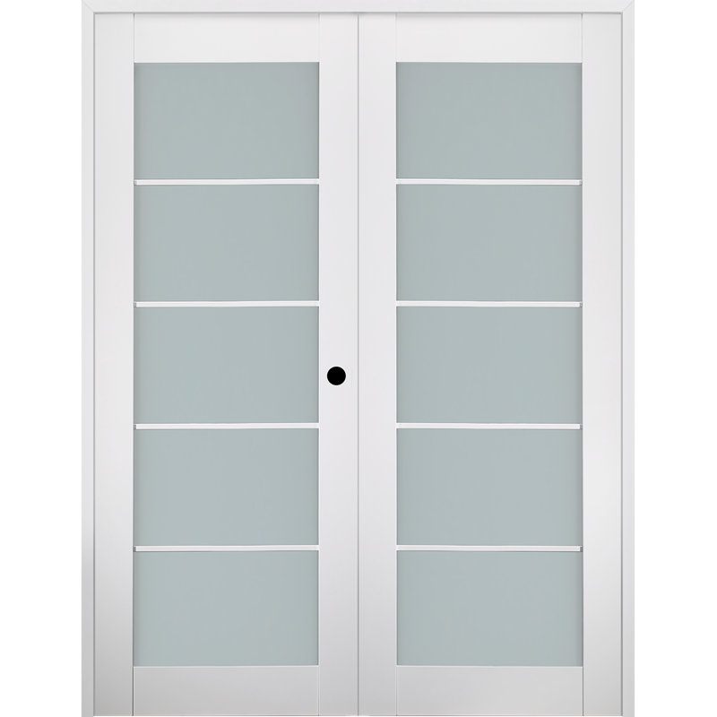 Porte standard préfinie en bois massif manufacturé Smart Lite 5 Lite Smart Pro, Réversible, 63,5 po x 83,23 po