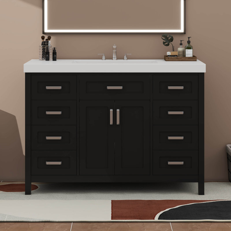 Meuble-lavabo 48 po avec lavabo 48 po, Noir