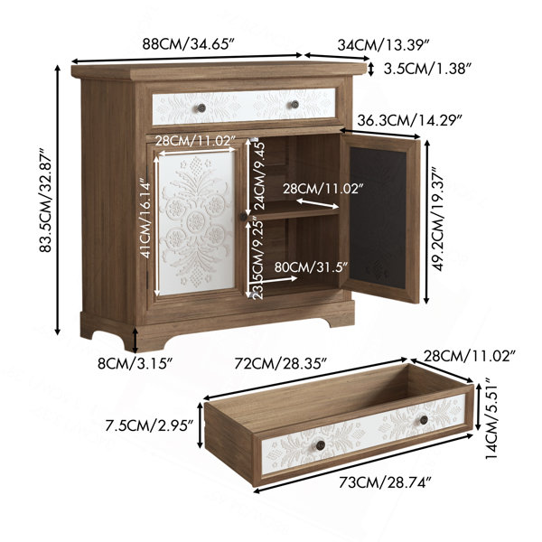 Ophelia & Co. Rustic Vintage Accent Cabinet With Carved Floral Panels ...