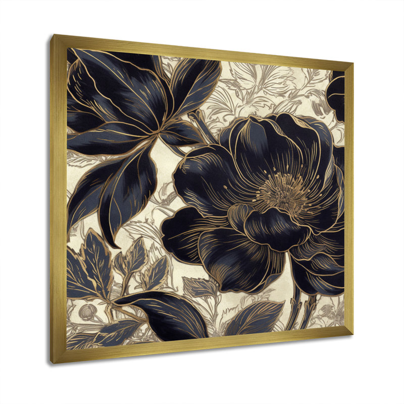 Impression sur toile Meghan Blue Gold Carnation Flower I sur toile, H 16 po x l 16 po x P 1 po, Encadrement doré