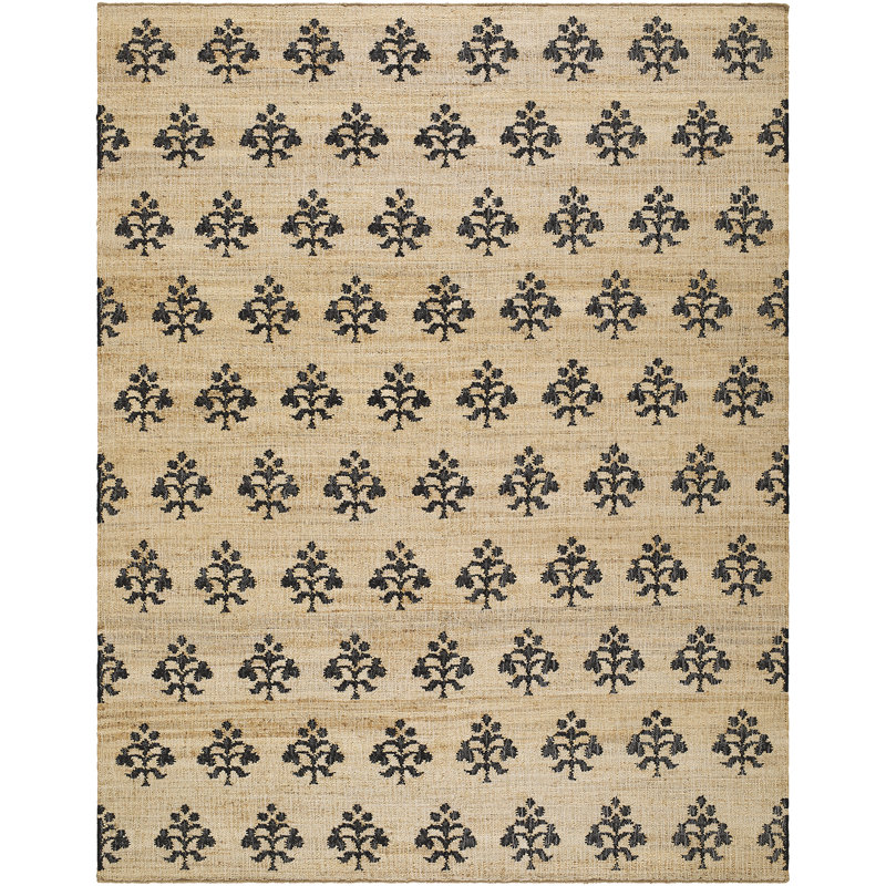 Moroccan Hand Woven Area Rug, Rectangle 200 x 275 cm, Beige/Charcoal
