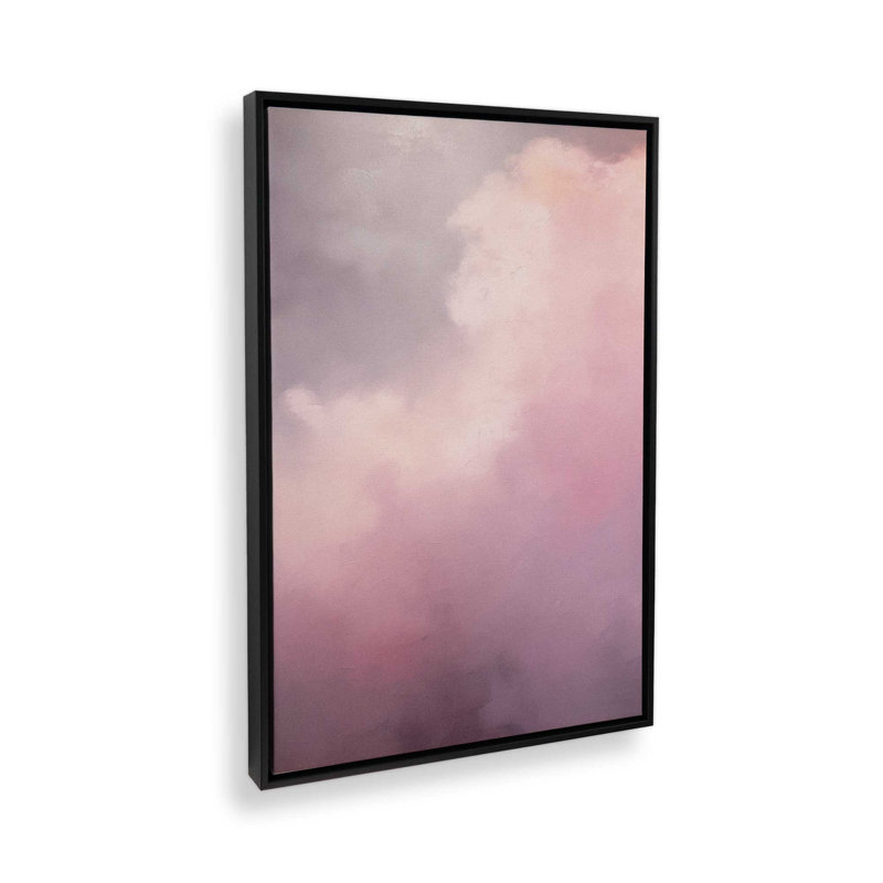 Impression sur toile 48 "x 32" Skyline pastel v1, Cadre flottant noir satiné, H 20 po x l 14 po x P 1,75 po