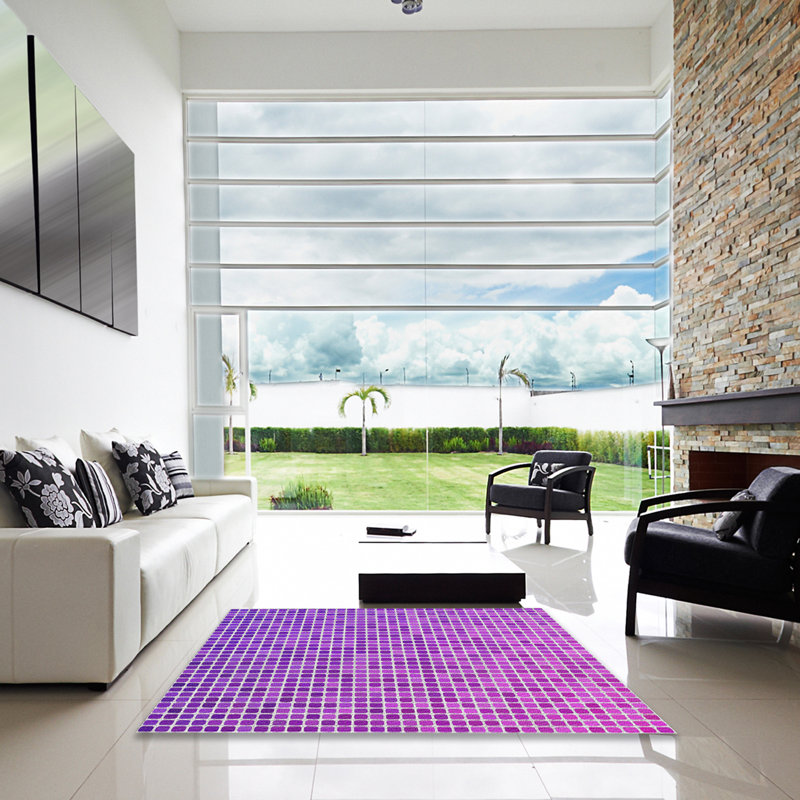 Tapis géométrique mauve / blanc, Carré 4 pi