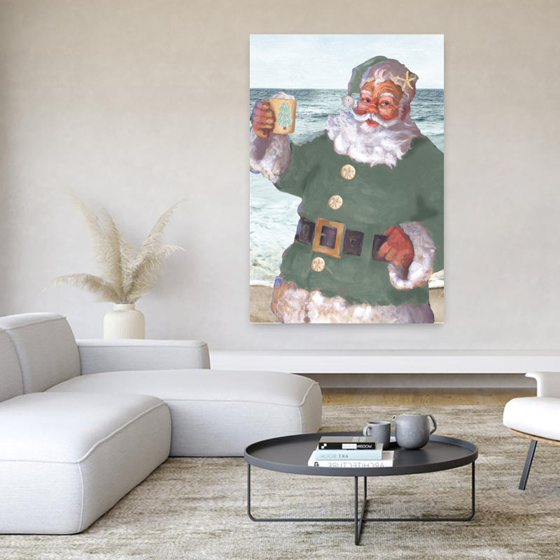 Santa's Beach Visit 1 Piece Wrapped Canvas Wall Art, 152.4cm H x 101.6cm W