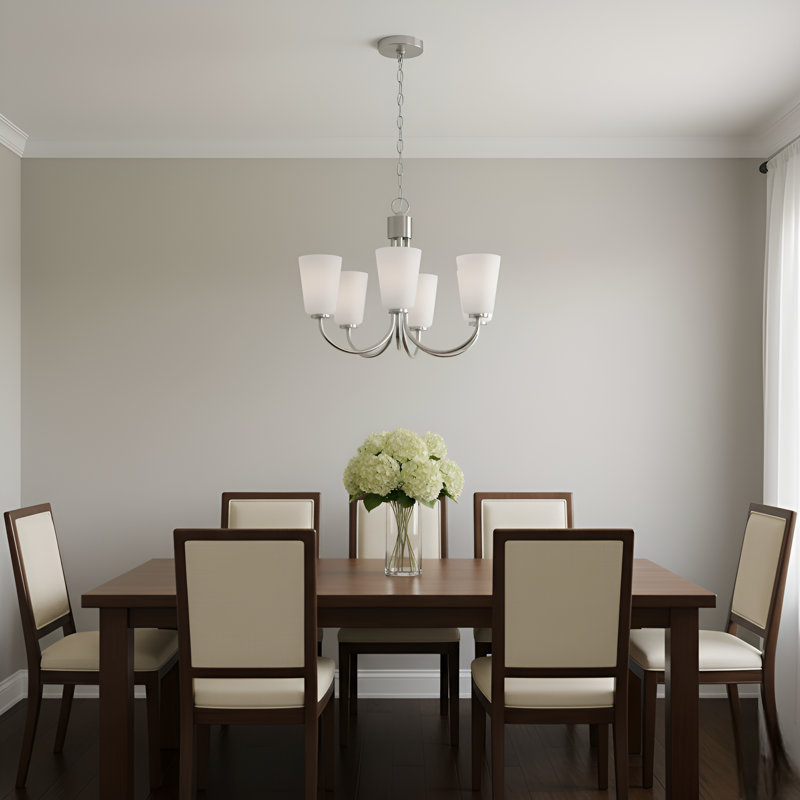 Miles Five Light Chandelier from Generation Lighting , 17.375" H x 21" W x 21" D, 5 Lights, Brushed Nickel