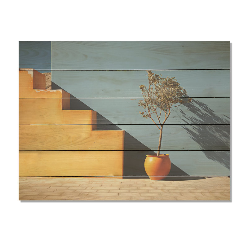 Jaune et bleu, minimalisme harmonieux, art mural sur bois de pin naturel, H 30 po x l 40 po