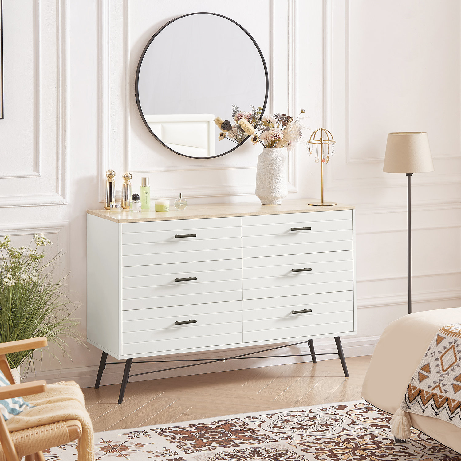 Corrigan Studio® Modern White Long Dressers Wayfair Canada