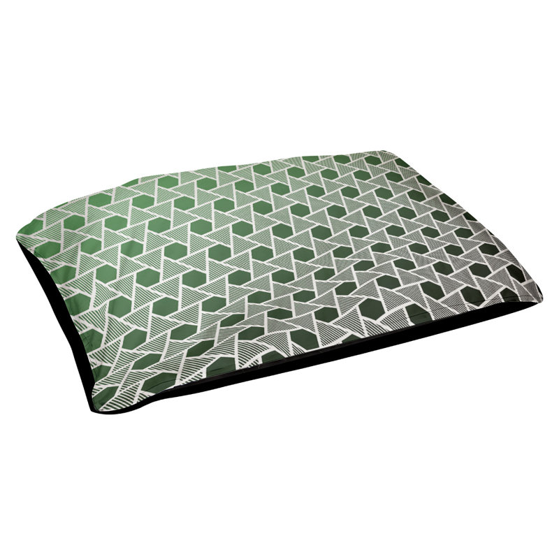Coussin décoratif à triangles hexagonaux Rainbow, Petit (L 18 po x l 28 po), Noir/vert, Utilisation intérieure / extérieure