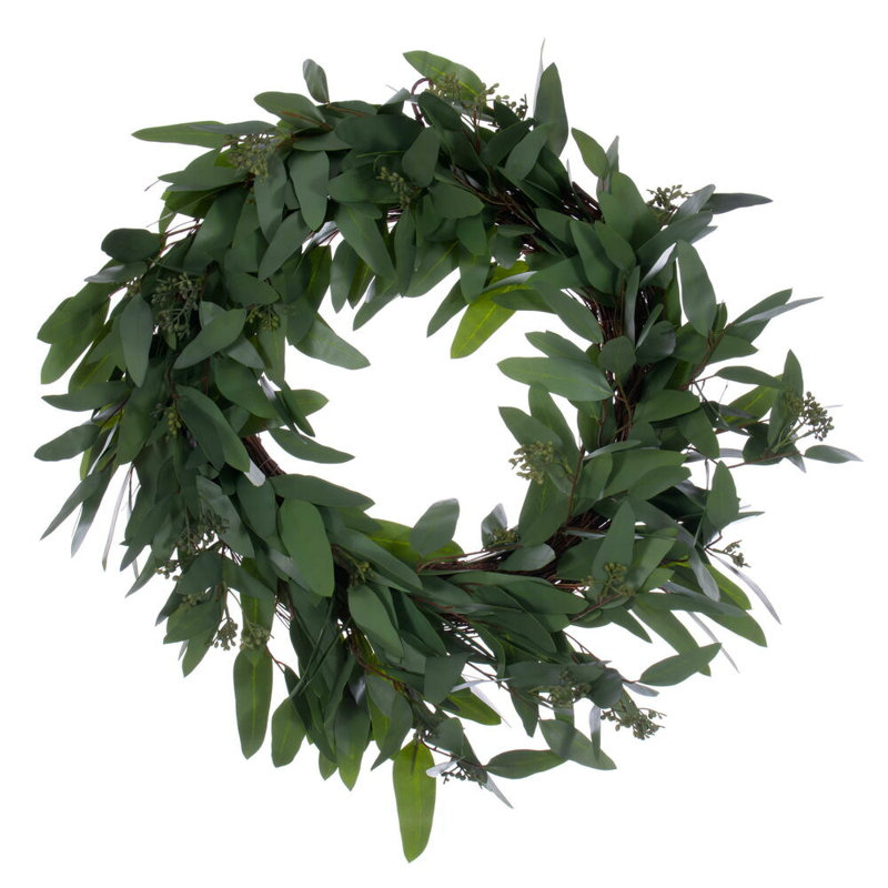 Faux Eucalyptus Polyester Wreath, 24" H x 6" W x 24" D