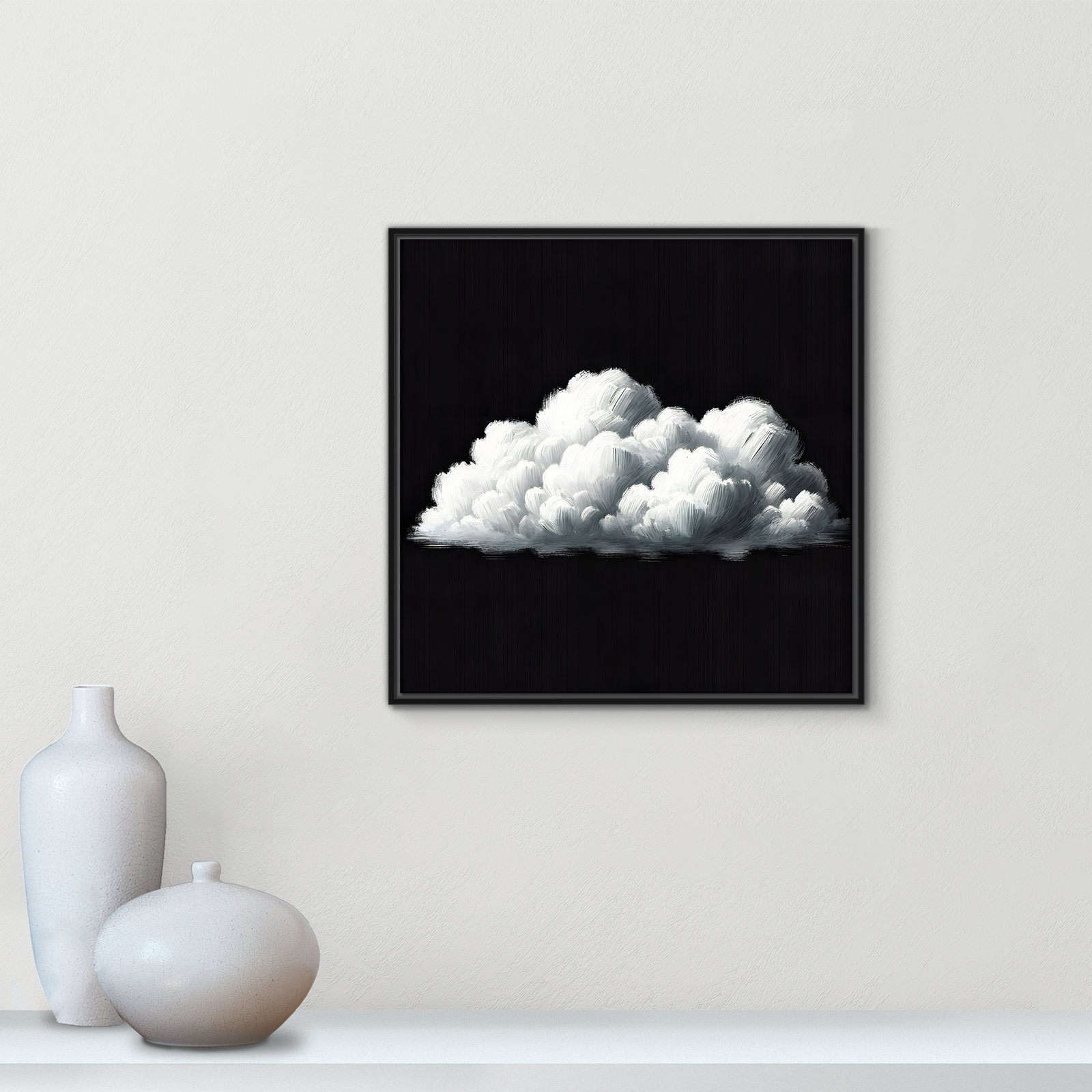Ottavia "White Clouds" Print, 25.5" H x 25.5" W, Black