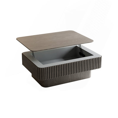 38.6'' Fluted Lift-Top Coffee Table Solid Wood Veneered Modern Coffee Table Accent Tea Table With Storage And Adjustable Height