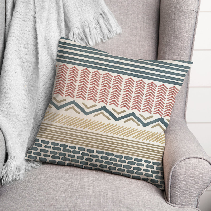 Layered Geometric Square Pillow Cover & Insert