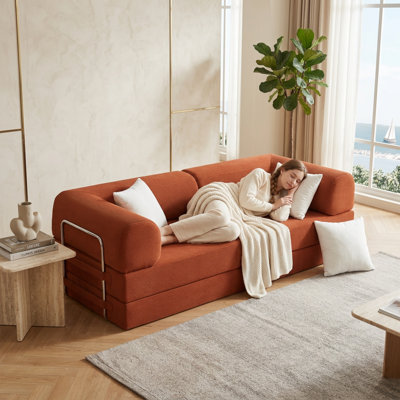 Convertible Sleeper Sofa, 2 in 1 Pull Out Cloud Sofa Bed，Corduroy Futon Fold‑Out Sofa Bed, Boneless Floor Lounge Sofa, No Assembly Required,Ready for Living Rooms & Studios, Ideal for Small Spaces,No Pillow