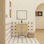 Meuble-lavabo flottant 24 po avec lavabo, armoire murale moderne en chêne clair, cuve en céramique à bord mince, portes à fermeture en douceur, rangement peu encombrant, installation facile