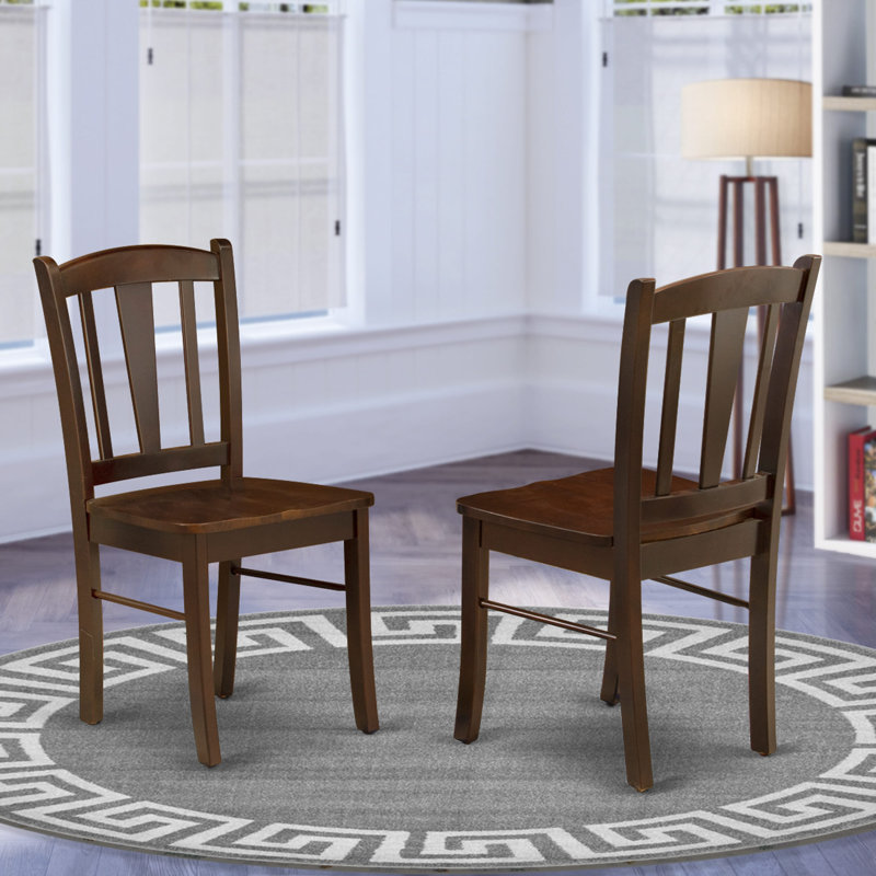 Dublin Dining Chairs - Slat Back Solid Wood Seat Chairs, Set of 2, Mahogany, Mahogany
