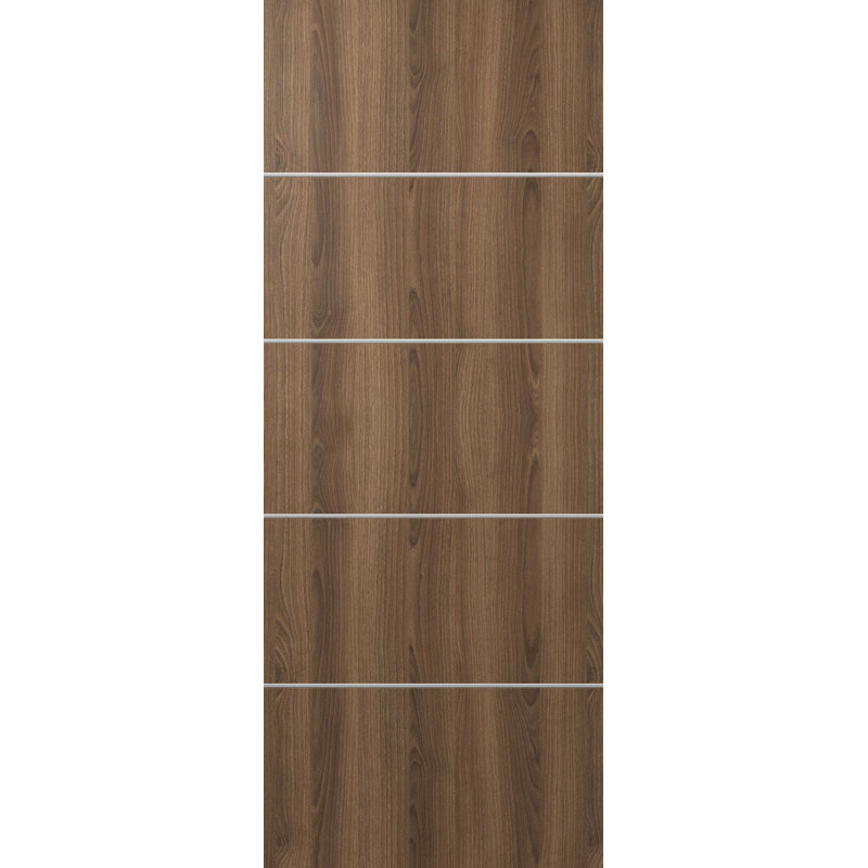 Dalle de porte intérieure standard en bois manufacturé Optima 4H, L 17,75 po x H 79,37 po, Pecan Nutwood