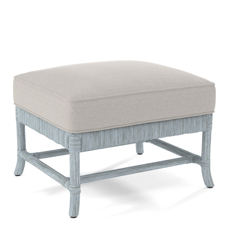 Lafayette Ottoman, White Textured Performance; 0865-91, Sea Glass