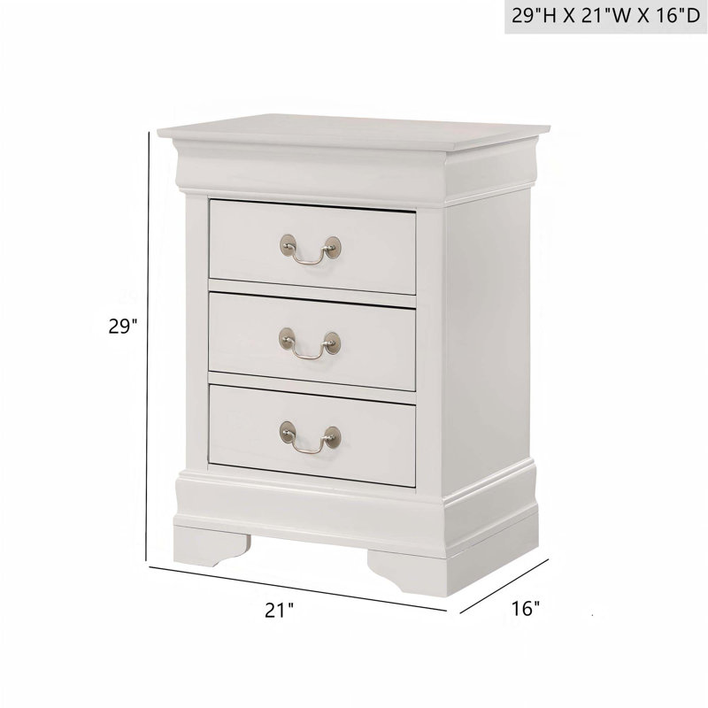 Table de chevet traditionnelle avec tiroirs, Blanc