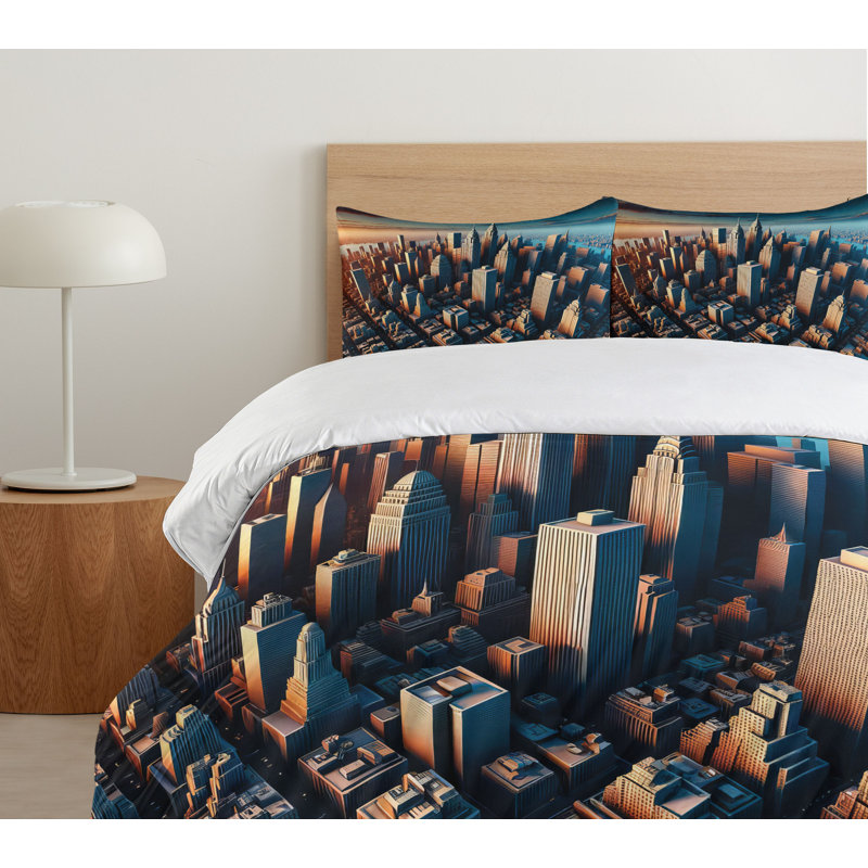 Cityscape Duvet Cover, King Duvet Cover + 2 Standard Shams
