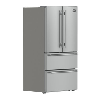 Forno Moena 36-inch French Door Refrigerator in Stainless Steel, 19.2 cu.ft. Capacity with Ice Maker