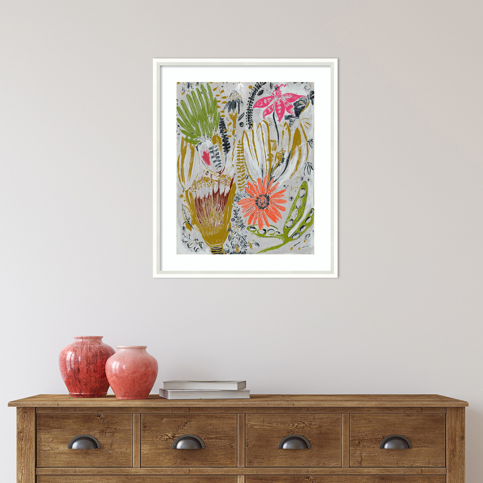 Tropical Blooms by Maya Woods, 21" W x 25" H, White