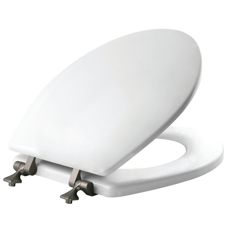 Mayfair 44CP Featuring STAY-TITE Seat Fastening System & Hinges, ROUND, White, Brushed Nickel